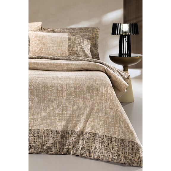 Σετ 2τμχ Παπλωματοθήκη Valley Toffee 165x225 guy Laroche  100% Cotton Percale