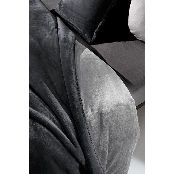 Σετ 2τμχ Κουβέρτα Velvet Anthracite 160x220 guy Laroche  100% Flannel