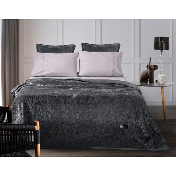 Σετ 2τμχ Κουβέρτα Bolzano Anthracite 160x220 guy Laroche  100% Velvet Pol.