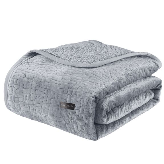 Σετ 2τμχ Κουβέρτα Bolzano Silver 160x220 guy Laroche  100% Velvet Pol.