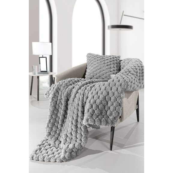 Ριχτάρι Elixir Silver 120x160 + Διακοσμητικό Μαξιλάρι guy Laroche  100% Polyester Art. fur