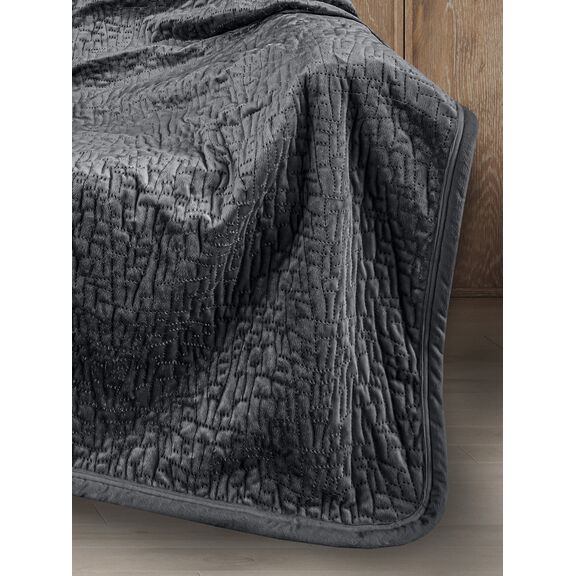 Ριχτάρι Bolzano Anthracite 130x170 + Διακοσμητικό Μαξιλάρι guy Laroche  100% Velvet Pol.