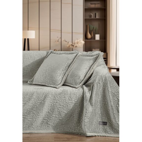 Ριχτάρι Bolzano Khaki 130x170 + Διακοσμητικό Μαξιλάρι guy Laroche  100% Velvet Pol.