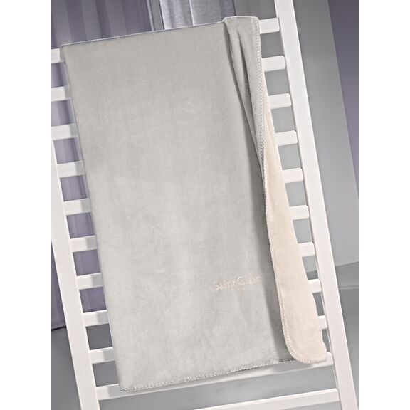 Προσφορα! Κουβέρτα Βρεφική Velvet Silver 100x140 δύο Όψεων + Δώρο Μαξιλαράκι Διακοσμητικό 45x45 Saint Clair  100% Flannel