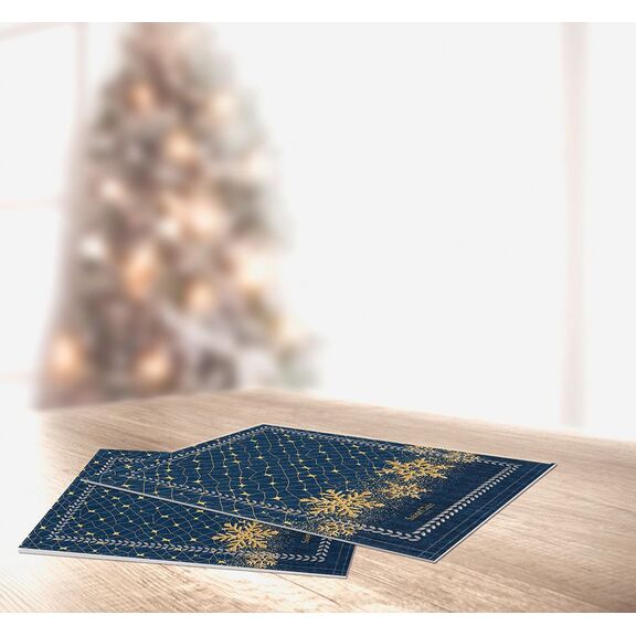 Σουπλά Χριστουγεννιάτικο 3036 Blue Laser cut 45x33 Saint Clair  100% Polyester