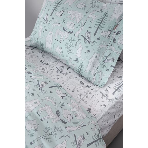 Σετ 2τμx. Παιδικής Παπλωματοθήκης Forest Mist 165x225 guy Laroche Mint 100% Cotton