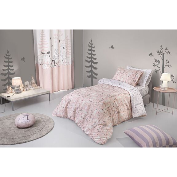 Σετ 2τμx. Παιδικής Παπλωματοθήκης Forest Pudra 165x225 guy Laroche Coral 100% Cotton