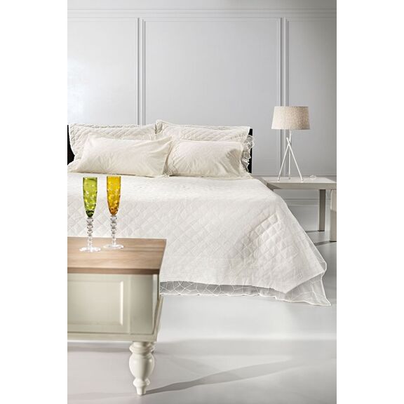 Κουβερλί Glory Ivory 240x250 σετ 6 Τεμαχίων guy Laroche Ivory 100% Μικροΐνες