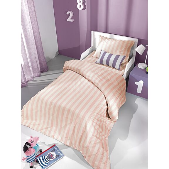 Σετ Σεντόνια 3τμχ. Pink Stripes 165x250 Saint Clair Pink 100% Βαμβάκι