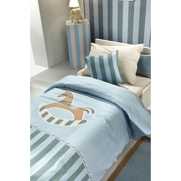 Παπλωματοθήκη toy Blue Suede 160x220 Saint Clair Blue top Μικροφίμπρα / Bottom Βαμβάκι