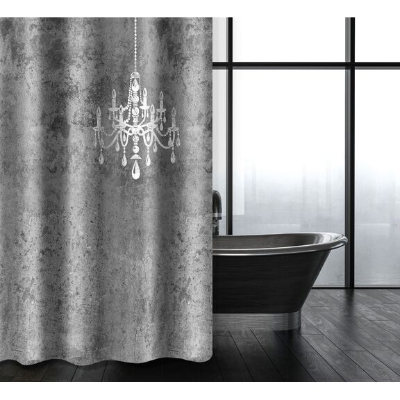 Κουρτίνα Μπάνιου Abstract des 116 Anthracite με Κρίκους 240x185 Saint Clair  100% Polyester