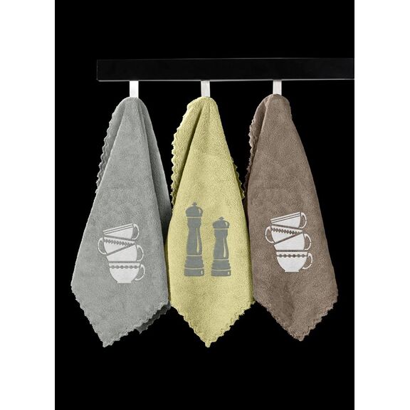 Super Τιμή!! Πετσέτες Κουζίνας Gourmet Kitchen 5. σετ 3τμχ 35x50 guy Laroche  100% Fine Microfiber