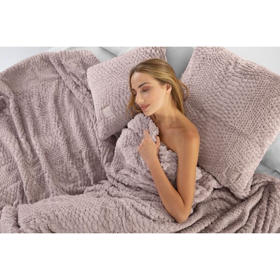 Σετ 2τμχ  Κουβέρτα Crusty old Pink 220x240 guy Laroche Pudra 100% Polyester art fur Ultrasoft