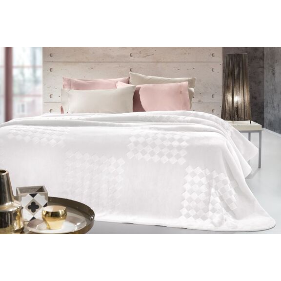 Βελουτέ Κουβέρτα  Grand off White 220x240 guy Laroche White 100% Polyester