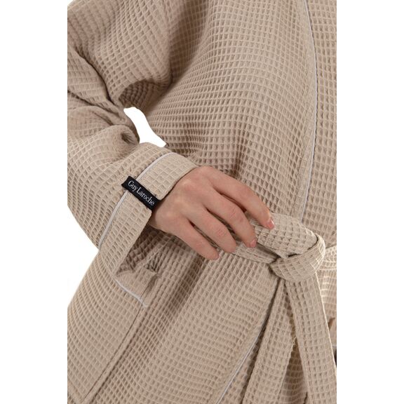 Μπουρνούζι Basic Beige Πικέ Medium guy Laroche  60% Cotton - 40% Polyester