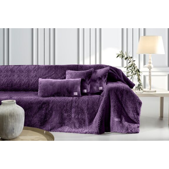 Σετ 2τμχ.  Ριχτάρι Καναπέ Crusty Aubergine (Πολυθρόνας) 130x170 guy Laroche Purple 100% Polyester art fur Ultrasoft