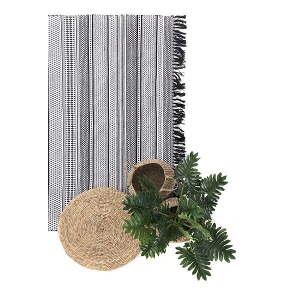 Χαλί Urban Cotton Kilim Samaira Black White Royal Carpet