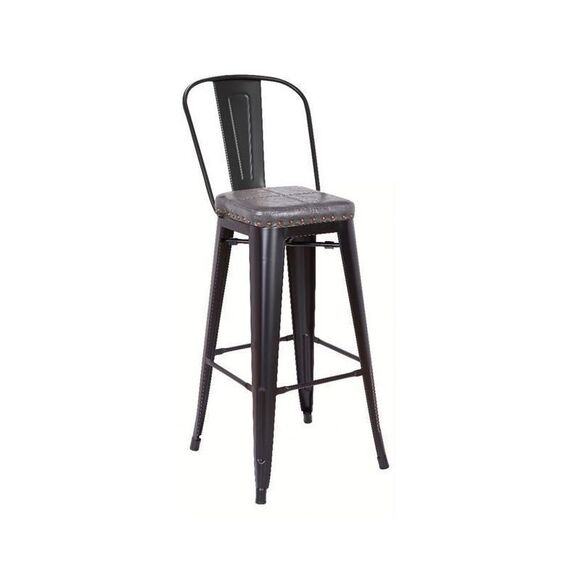 Σκαμπώ bar Με Πλάτη Μαύρο Ματ/ pu Σκούρο Γκρι 43x48x78/114cm zww relix Ε5209p,12Μ