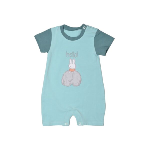 Miffy Des.13 Φορμάκι Καλοκαιρινό Μέντα Ανοιχτό με Κέντημα 9-12 Mηνών/74 cm
