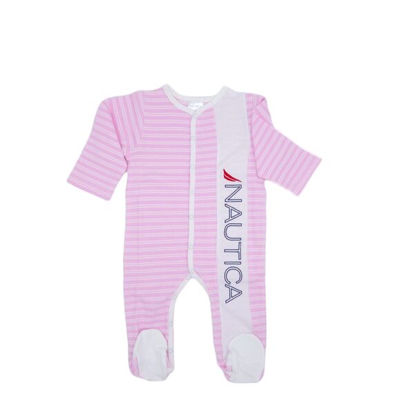 Nautica Des.12 Φορμάκι Interlock Organic ροζ Ριγέ 68cm 3-6m