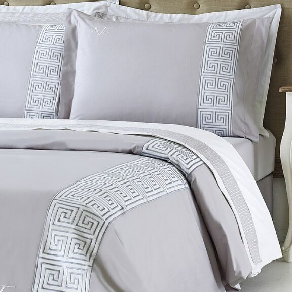 Παπλωμatoθηκη  230χ250 +2 Μαξ/κες Oxford-Greek key Grey
