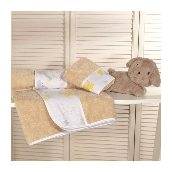 Oliver Baby σετ Πετσέτες Μπεζ 2 τεμ Σχέδιο 203 100% Βαμβάκι 450 Γρμ/τμ - 30χ50 70χ120