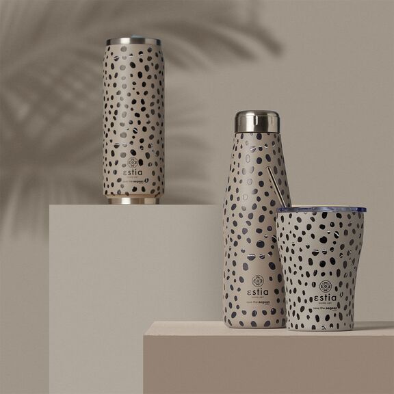 ESTIA ΘΕΡΜΟΣ TRAVEL FLASK SAVE THE AEGEAN 500ml LEOPARD TAUPE