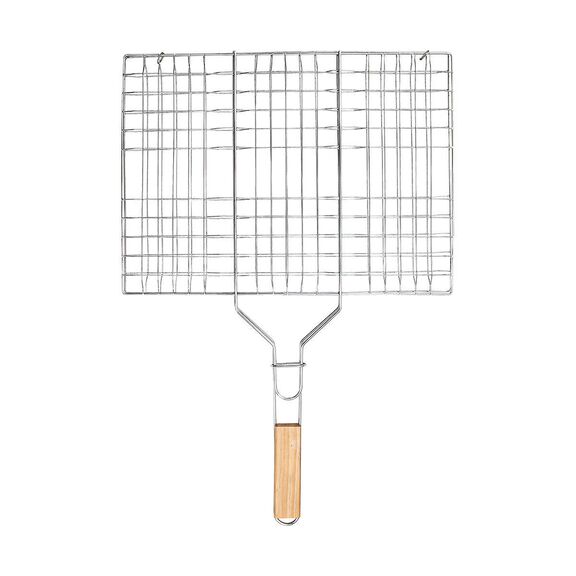 ESTIA ΣΧΑΡΑ ΨΗΣΙΜΑΤΟΣ BARBECUE ΜΕΤΑΛΛΙΚΗ 60x40cm ΜΕ ΞΥΛΙΝΗ ΛΑΒΗ