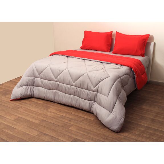 Πάπλωμα Δίχρωμο Υπέρδιπλο 220x240 Microfiber Γκρι/κόκκινο