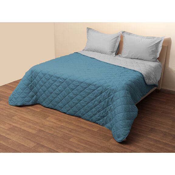Κουβερτώριο Δίχρωμο Μονό 160x240 Microfiber Γκρι/πετρόλ