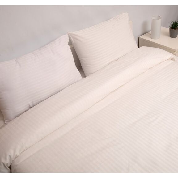 Σετ Σεντόνια Μονά 165x270 Polycotton Σατέν Ριγέ 850 Εκρού