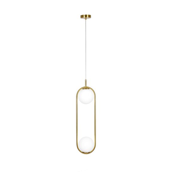 SE 110-2 PRATO PENDANT BRASS GOLD WITH 2 OPAL GLASSES Φ15 Γ4