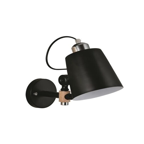 YQ-4003 SAM BLACK METAL-WOOD WALL LAMP 1Ε1
