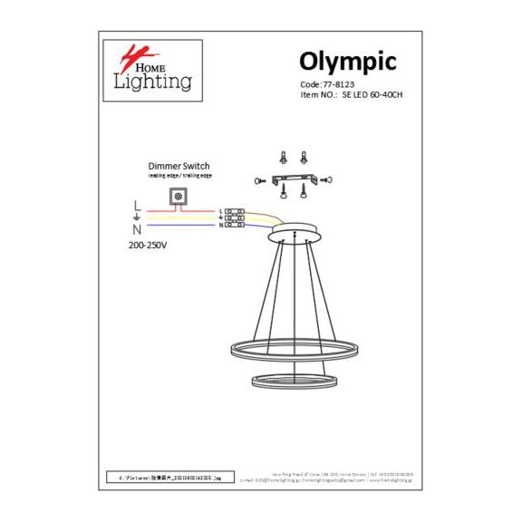 SE LED 60-40 OLYMPIC PENDANT CHROME Α5