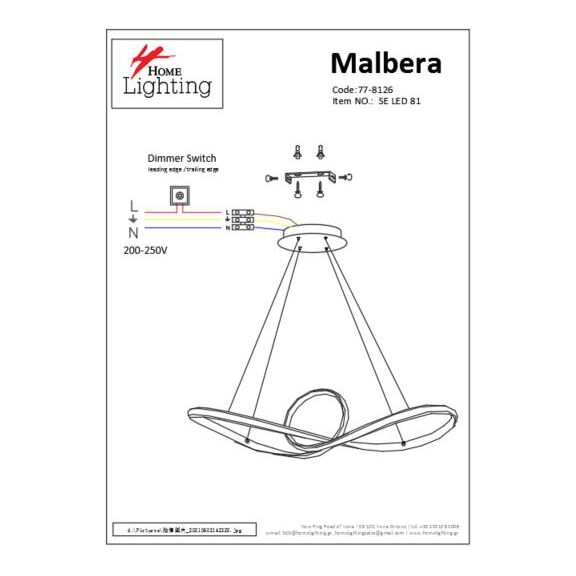 SE LED 81 MALBERA PENDANT CHROME Β5