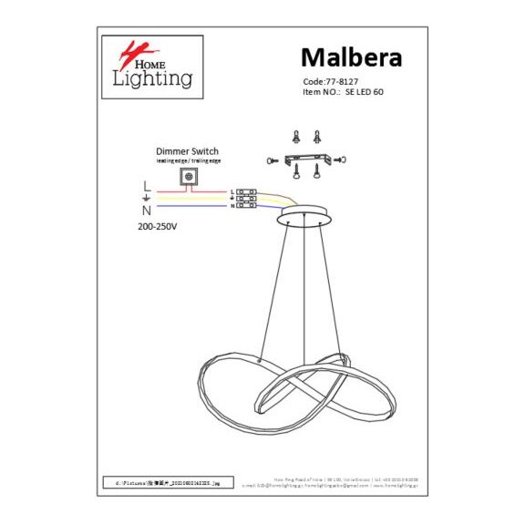 SE LED 60 MALBERA PENDANT CHROME Β5