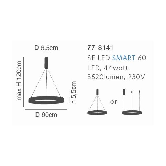 SE LED SMART 60 AMAYA PENDANT WHITE Δ5