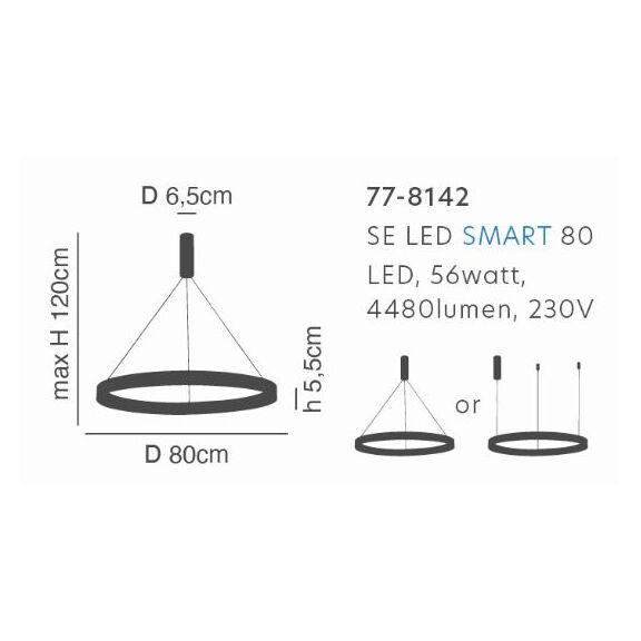 SE LED SMART 80 AMAYA PENDANT WHITE Δ5