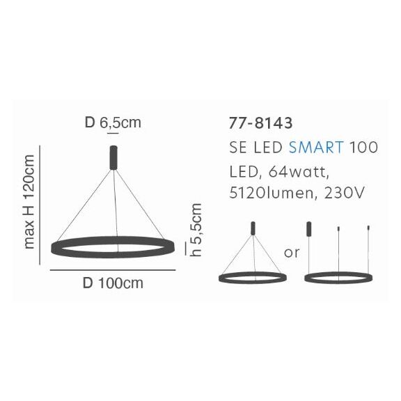 SE LED SMART 100 AMAYA PENDANT WHITE Δ5