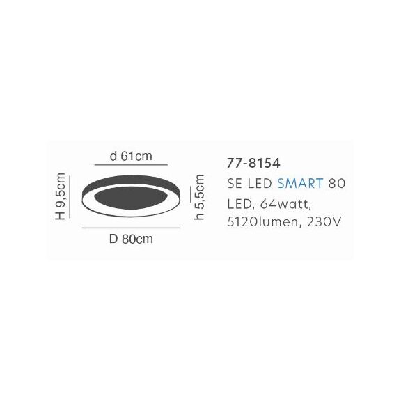 SE LED SMART 80 AMAYA CEILING BLACK Δ3