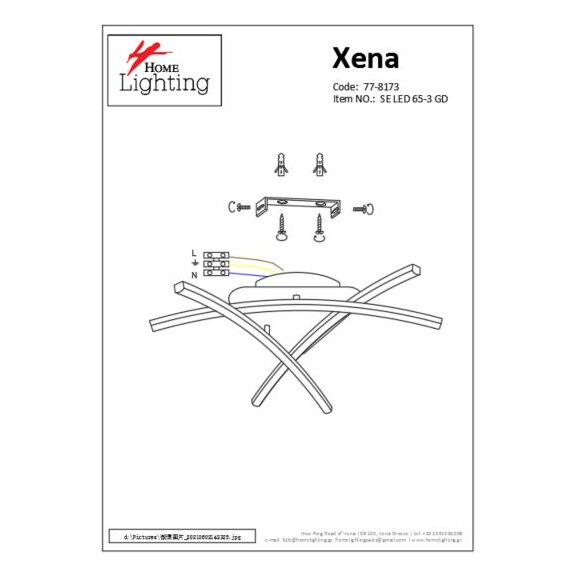 SE LED 65-3 XENA CEILING BRUSHED GOLD Ε3