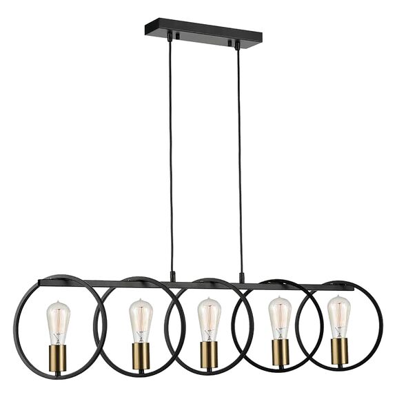 KQ 9016-5 HOOP PENDANT BLACK & BRUSHED BRASS Γ4