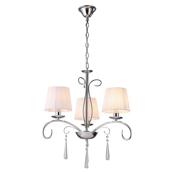 KQ 9007-3 FLAREN NICKEL PENDANT CRYSTALS & WHITE SHADES 1Ζ2