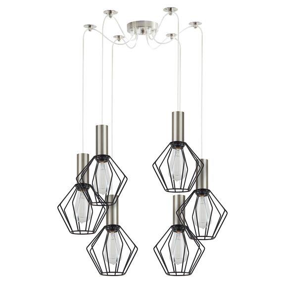 SE21-NM-4-NM6-GR1 ADEPT TUBE Nickel Matt Pendant Black Metal Grid+