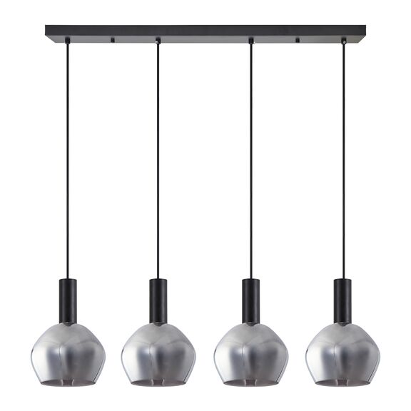 SE21-BL-4-4BL-GL2 ADEPT TUBE Black Pendant Smoked Glass+