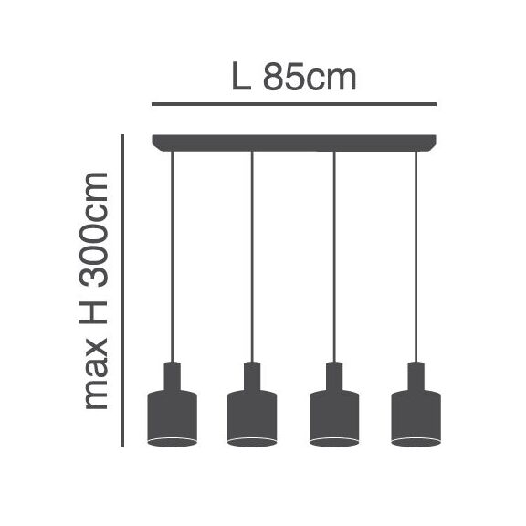 SE21-NM-4-4NM-SH2 ADEPT TUBE Nickel Matt Pendant Grey Fabric Shade+