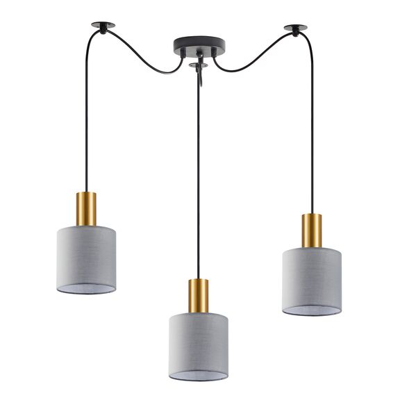 SE21-GM-4-BL3-SH2 ADEPT TUBE Gold Matt Pendant Grey Fabric Shade+