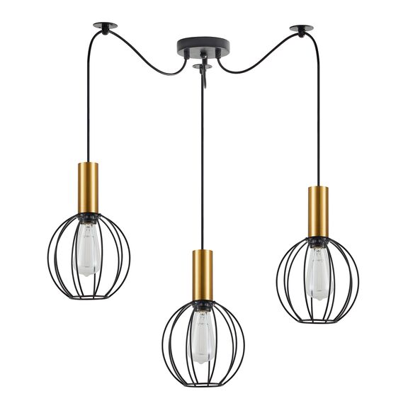 SE21-GM-4-BL3-GR1 ADEPT TUBE Gold Matt Pendant Black Metal Grid+