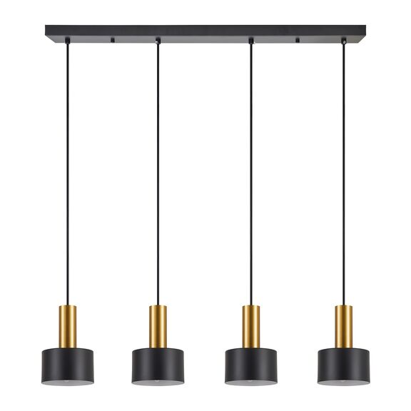 SE21-GM-4-4BL-MS1 ADEPT TUBE Gold Matt Pendant Black Metal Shade+