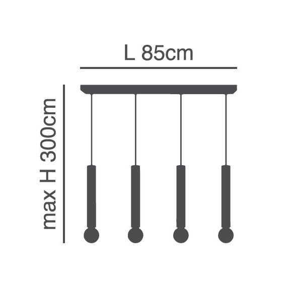 SE21-BL-5-4BL ADEPT TUBE BLACK Black Pendant+